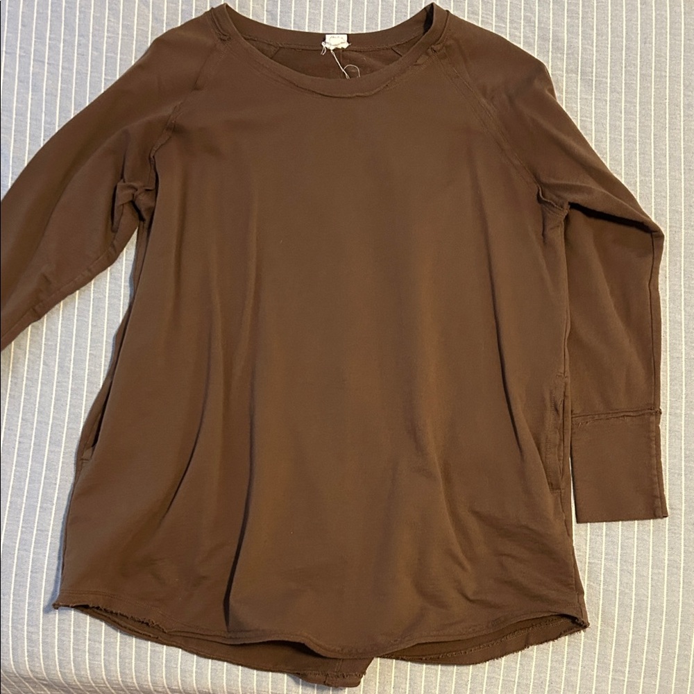 Elegant Brown Long Sleeve Women's Top